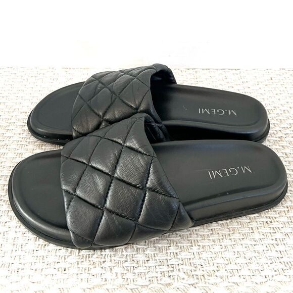 M. Gemi Black quilted leather Alessa slide sandals Sz 36 Womens 6 - Picture 2 of 6